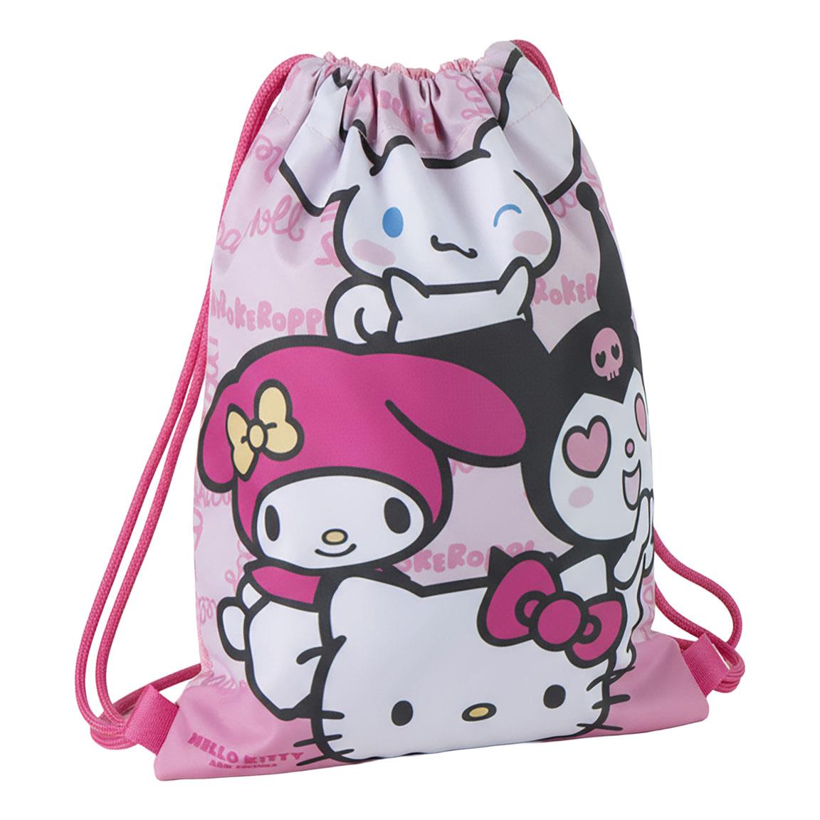Mochila Escolar Hello Kitty Niña - Mochila Infantil Licencia Oficial, 100% Poliéster, Color Rosa y Azul, Doble Compartimento con Cremalleras, Bolsillo Frontal y Lateral de Rejilla, Vuelta al Cole